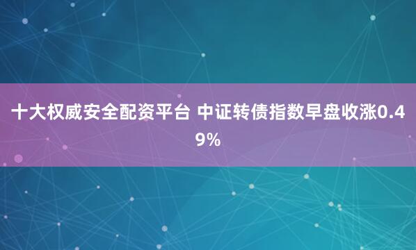 十大权威安全配资平台 中证转债指数早盘收涨0.49%